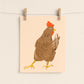 Spring Chicken Art Print | 8"x10" Farm Animal Illustration