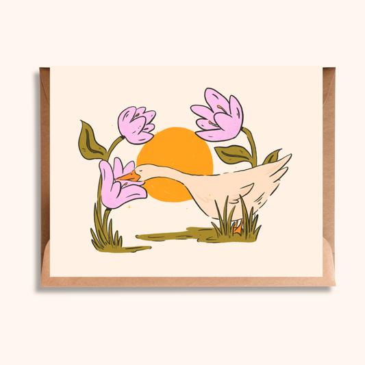 Garden Goose Card | Blank Animal Greeting Card
