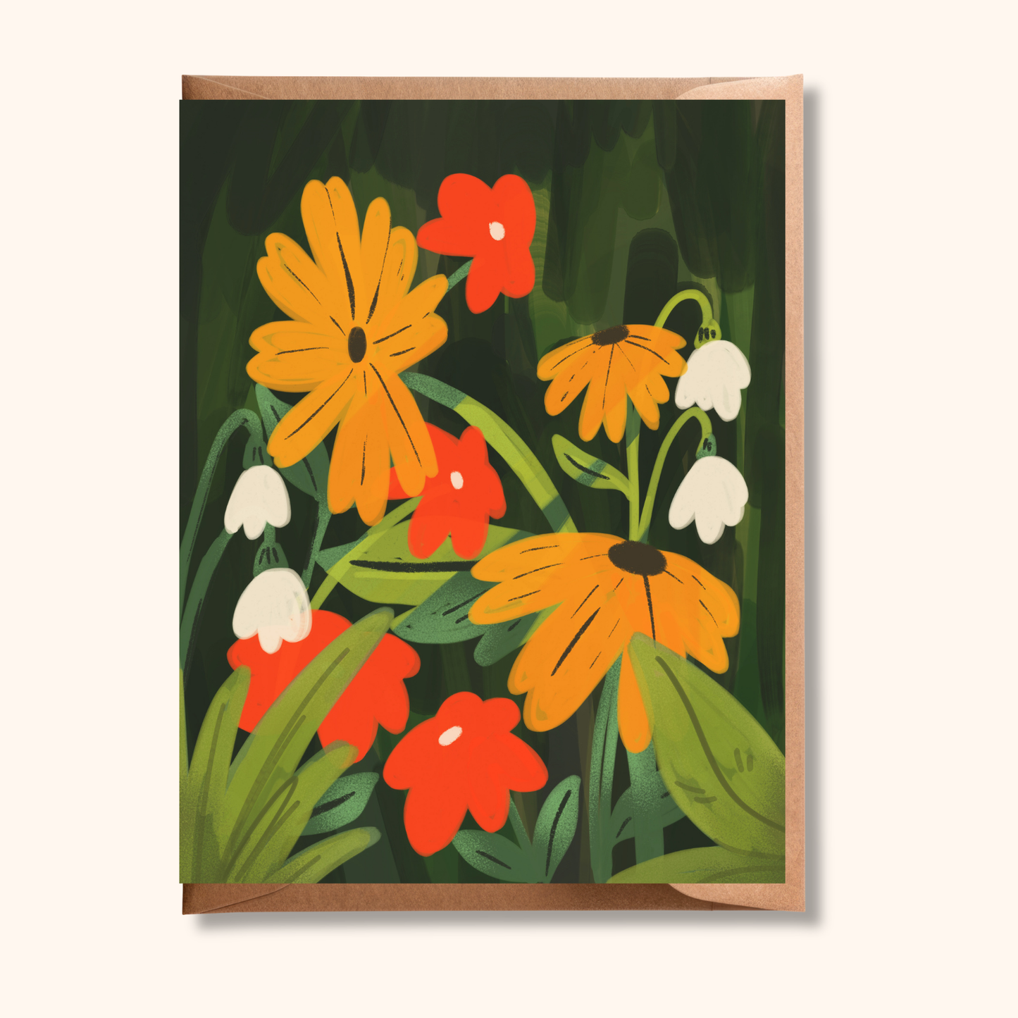 Flower Garden Card | Floral Painting Blank Greeting Card