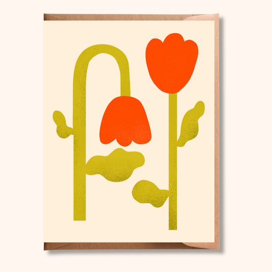 Blank Red Tulips Greeting Card | Summer Collection