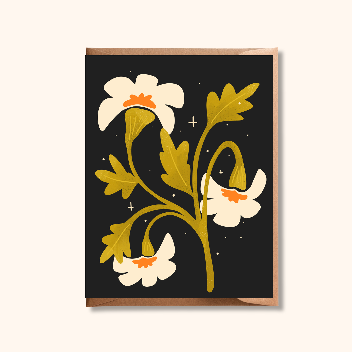 White Flower Blank Greeting Card | Modern Botanical Design