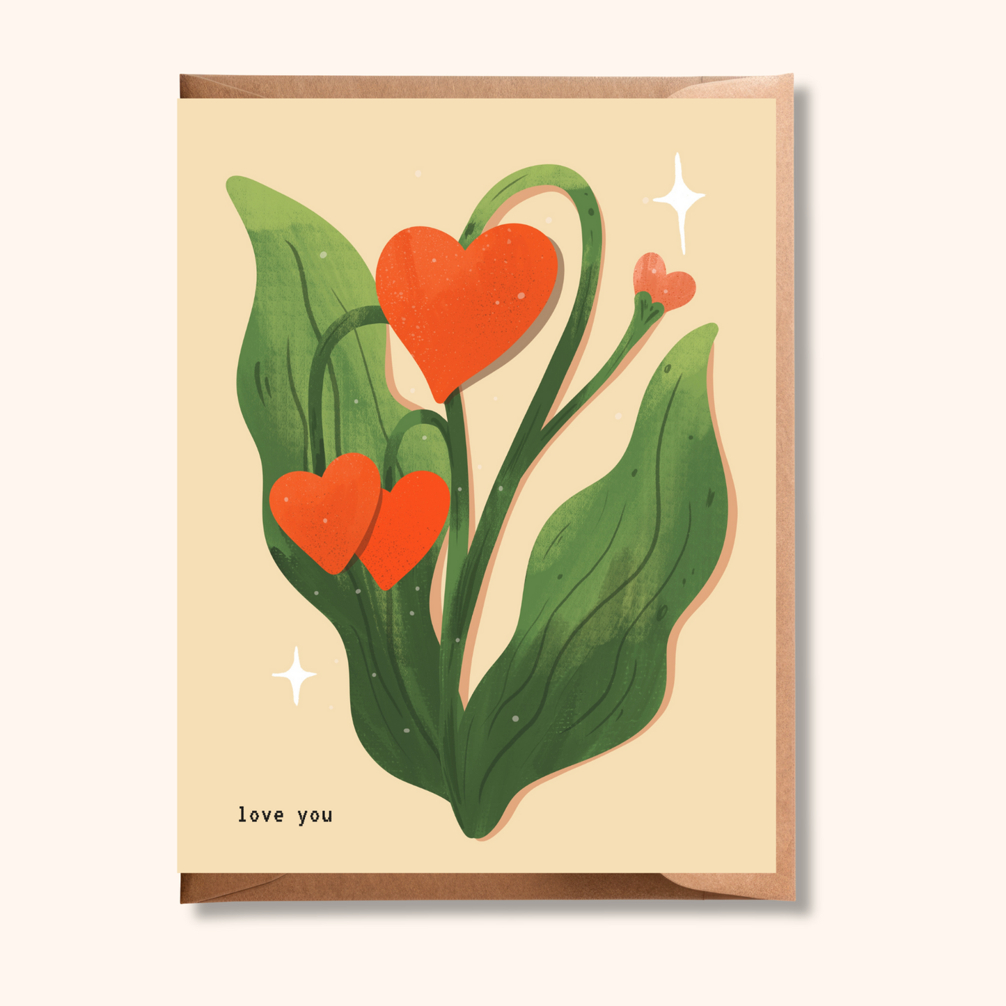 Love You Greeting Card | Heart Flowers Valentine’s Day Card