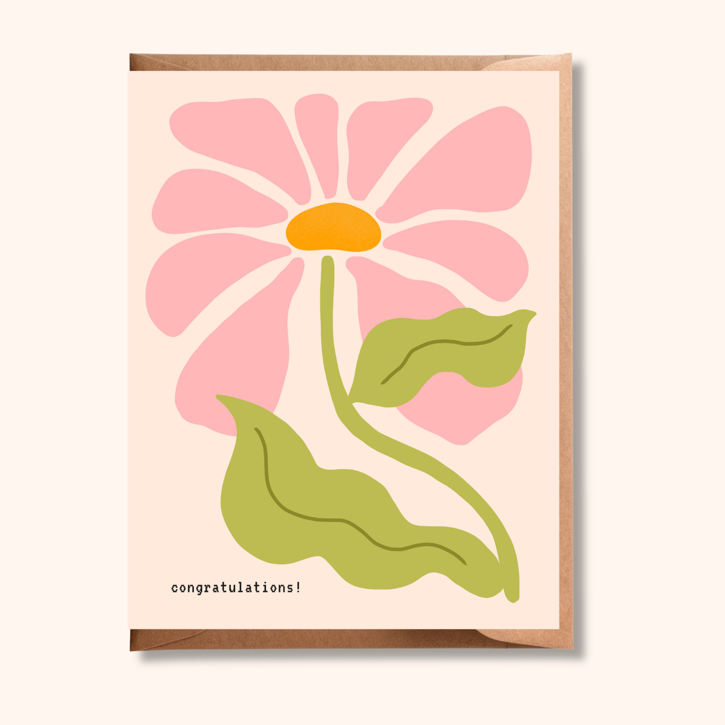 Congratulations Card | Pink Flower Greeting Card