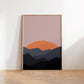 Boho Minimalist Mountain Sunset Art Print