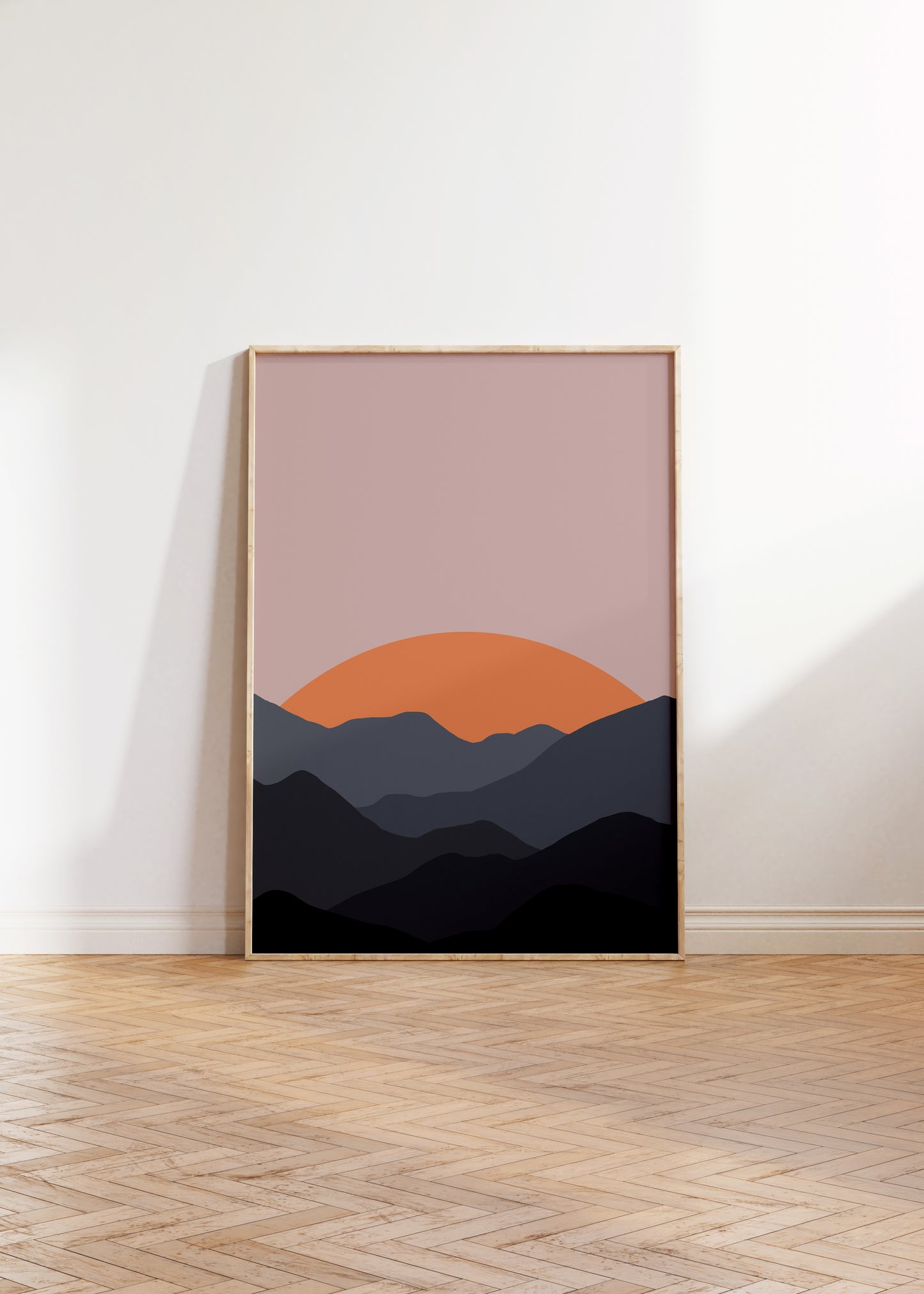 Boho Minimalist Mountain Sunset Art Print