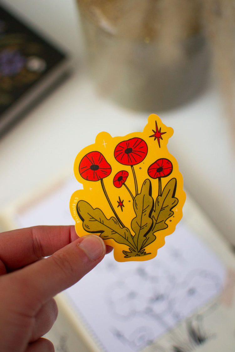 Retro Poppies Sticker | Floral Waterproof Vinyl Sticker