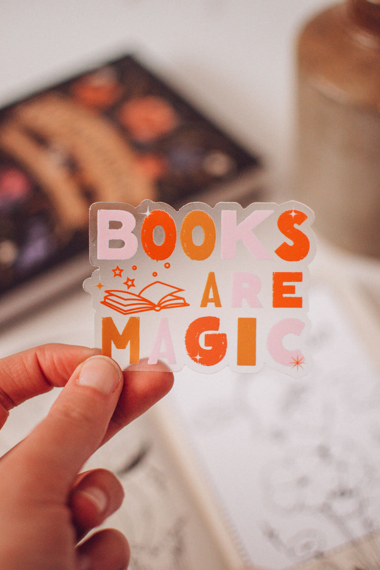 Books are Magic Transparent Sticker | Book Lover Vinyl Sticker