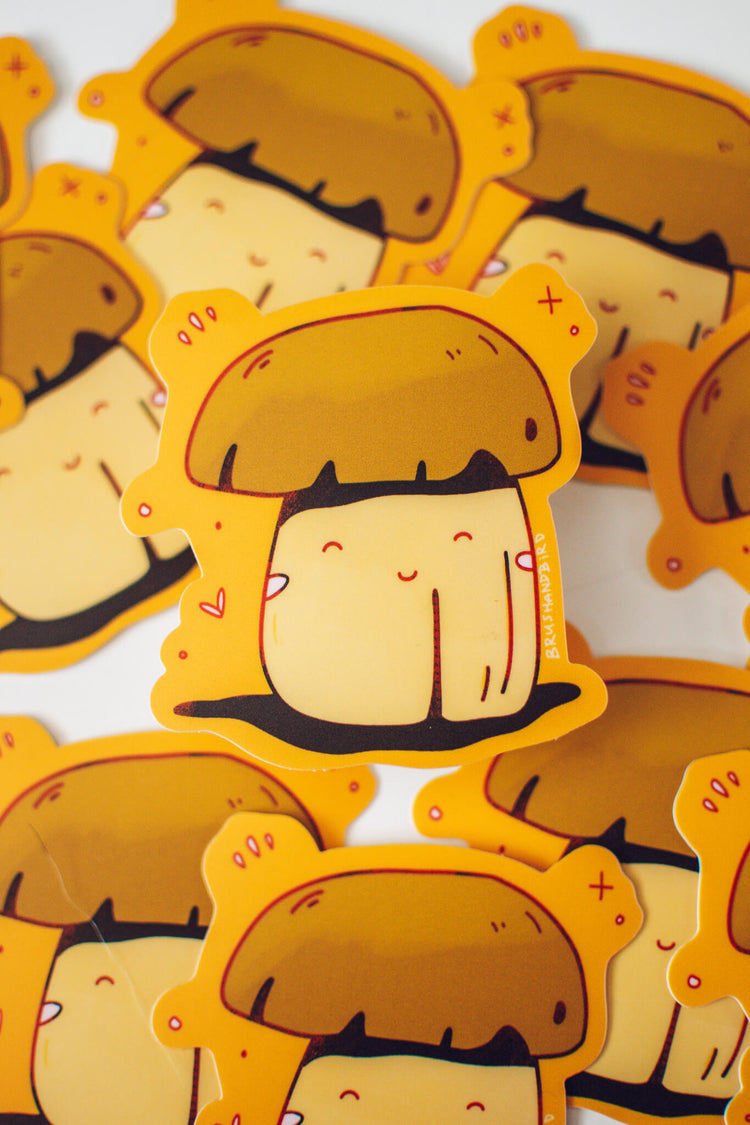 Smiling Mushroom Sticker | Cute Waterproof Vinyl Sticker