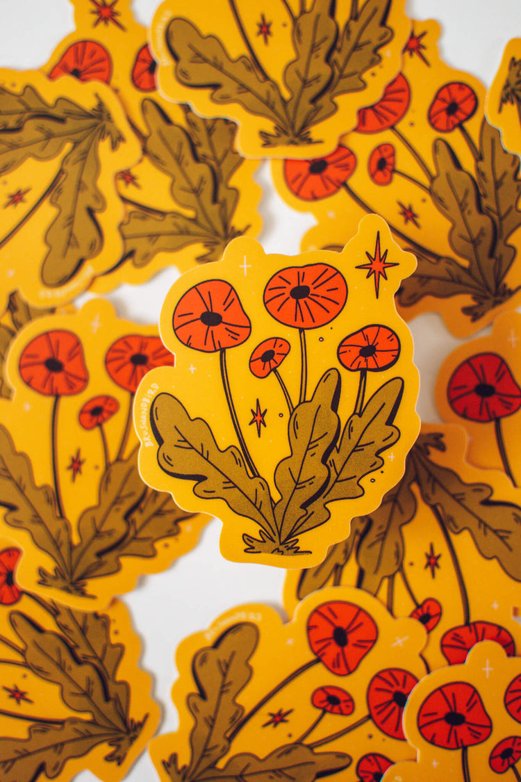 Retro Poppies Sticker | Floral Waterproof Vinyl Sticker