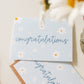 Congratulations Greeting Card Blank | Sky Blue White Daisy Congrats Blank Greeting Card | Blue and White Card Spring Floral Card Set