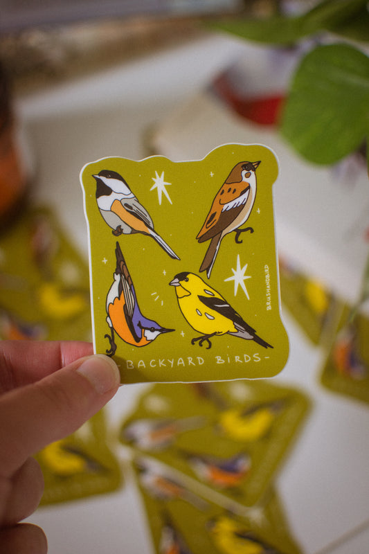 Backyard Birds Sticker | Goldfinch, Sparrow, Chickadee, Nuthatch