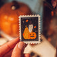 Autumn Stamp Sticker | Halloween Jack-o-Lantern, Ghost Vinyl Sticker