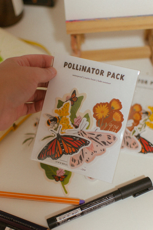 Pollinator Sticker Pack | Wild Flowers, Insects, Vinyl Stickers