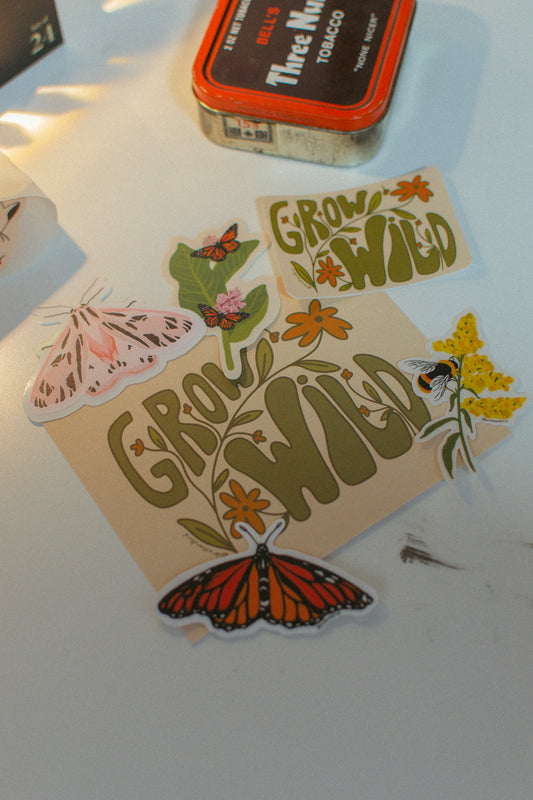 Grow Wild Sticker Pack | Wild Pollinators, Insects, Vinyl Stickers