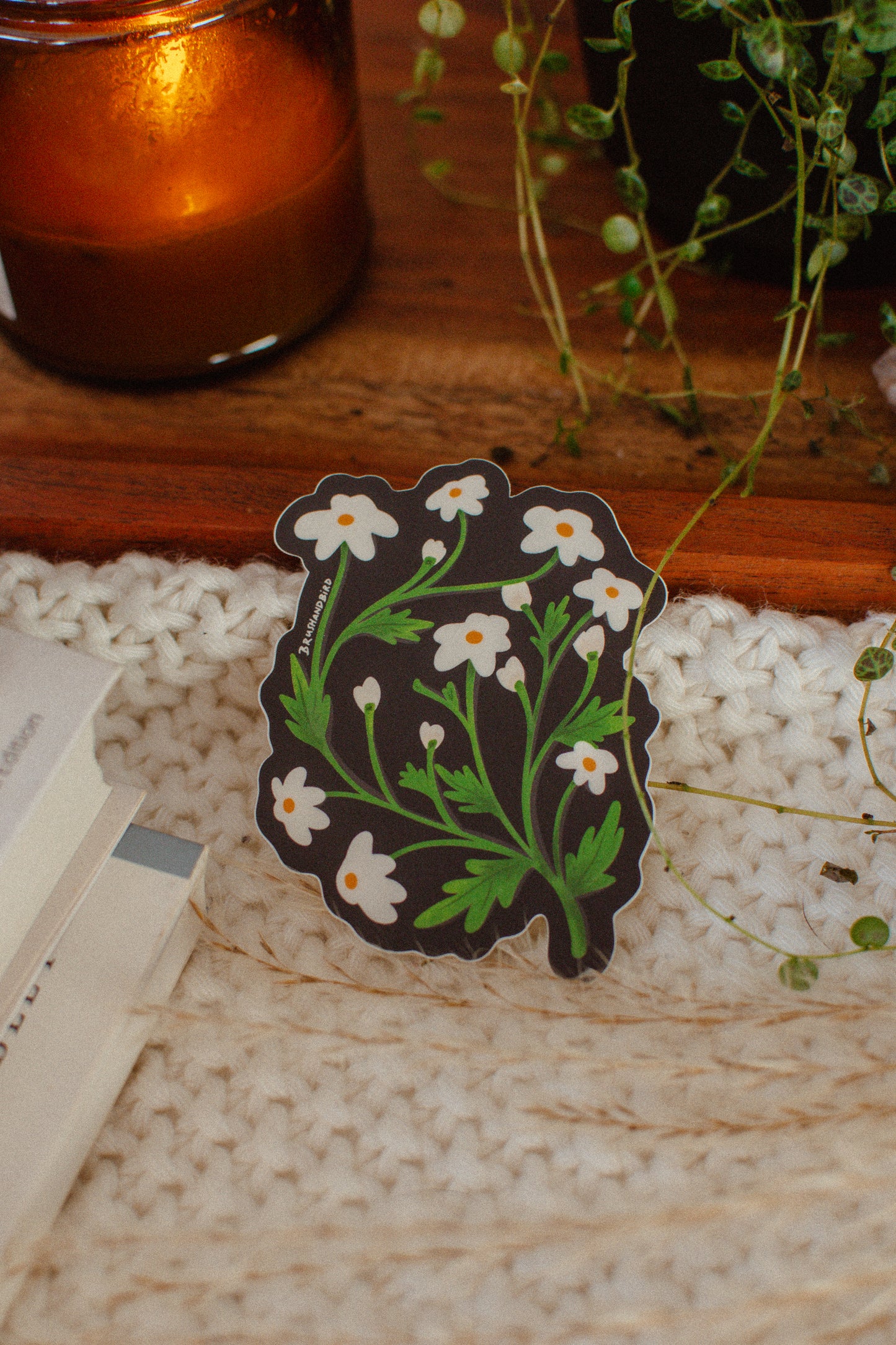 White Wildflower Sticker | Dainty White Flowers, Waterproof Vinyl Sticker