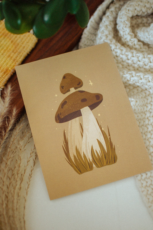 Earthy Mushroom Art Print | Autumn Wall Art Print