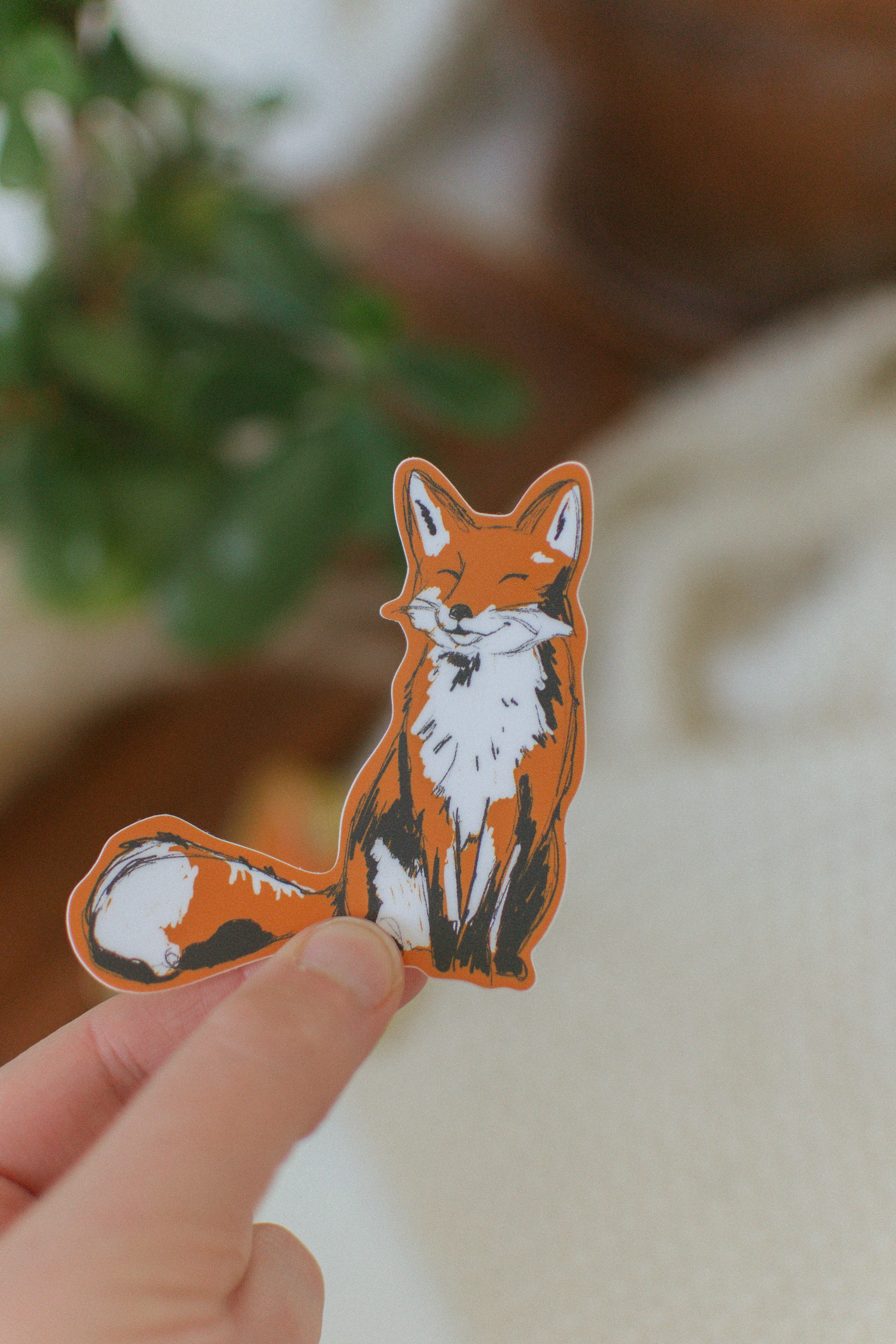Smiling Fox Sticker | Woodland Critter Vinyl Sticker – Brush and Bird