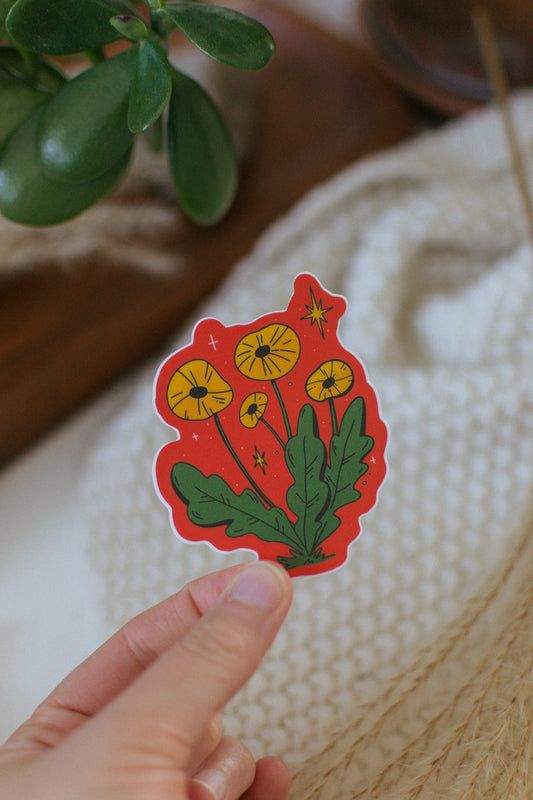 Retro Poppies Sticker | Floral Waterproof Vinyl Sticker