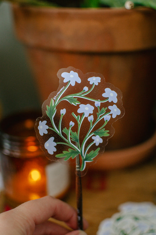 White Wildflower Sticker | Dainty White Flowers, Transparent Vinyl Sticker