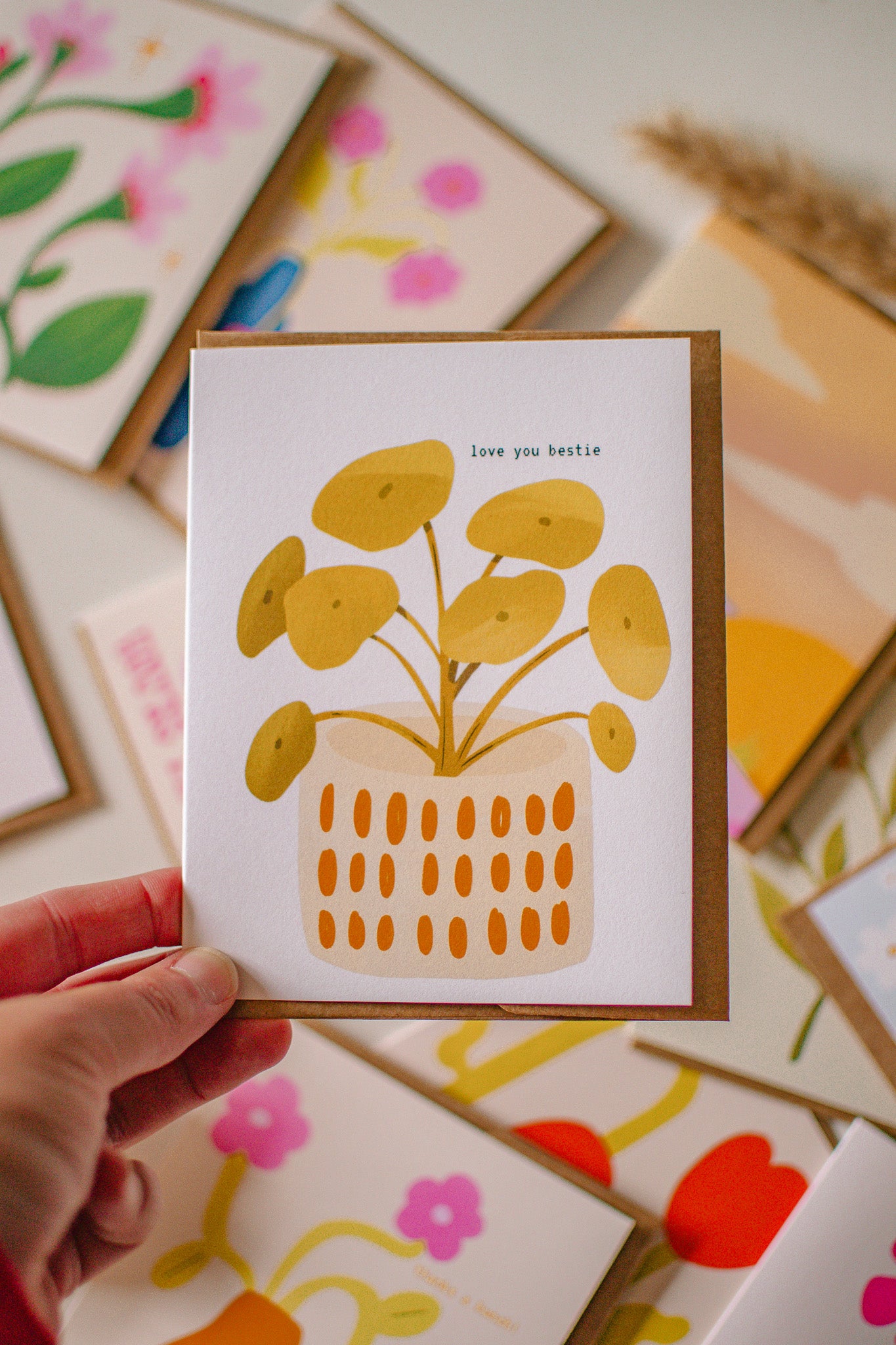 Love you Bestie Galentine's Day Card | Pilea Plant, Friendship Plant Greeting Card