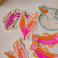 Pink and Orange Fish Sticker | Colorful Illustrated Fish Vinyl Decal