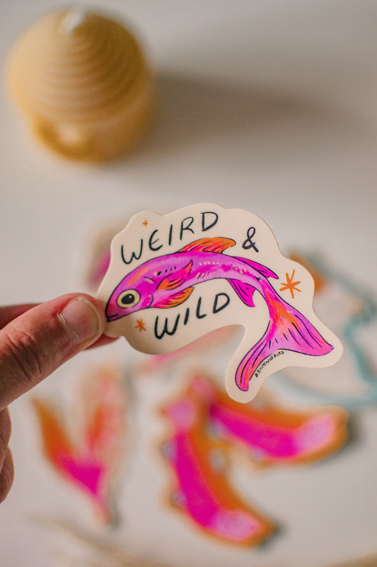 Pink Fish Sticker | Weird and Wild Colorful Fish Vinyl Decal
