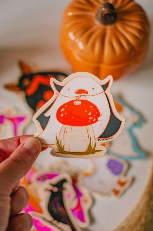 Ghost Vampire Sticker | Cute Halloween Vinyl Die-cut Sticker