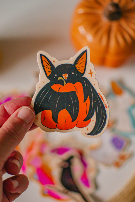 Halloween Bat Sticker | Autumn Pumpkin Vinyl Die-cut Decal