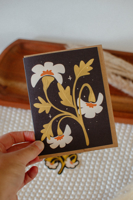 White Flower Blank Greeting Card | Modern Botanical Design