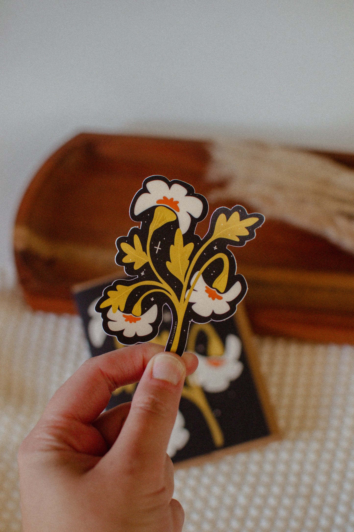 White Wildflower Sticker | Fall Floral Waterproof Vinyl Die Cut Sticker