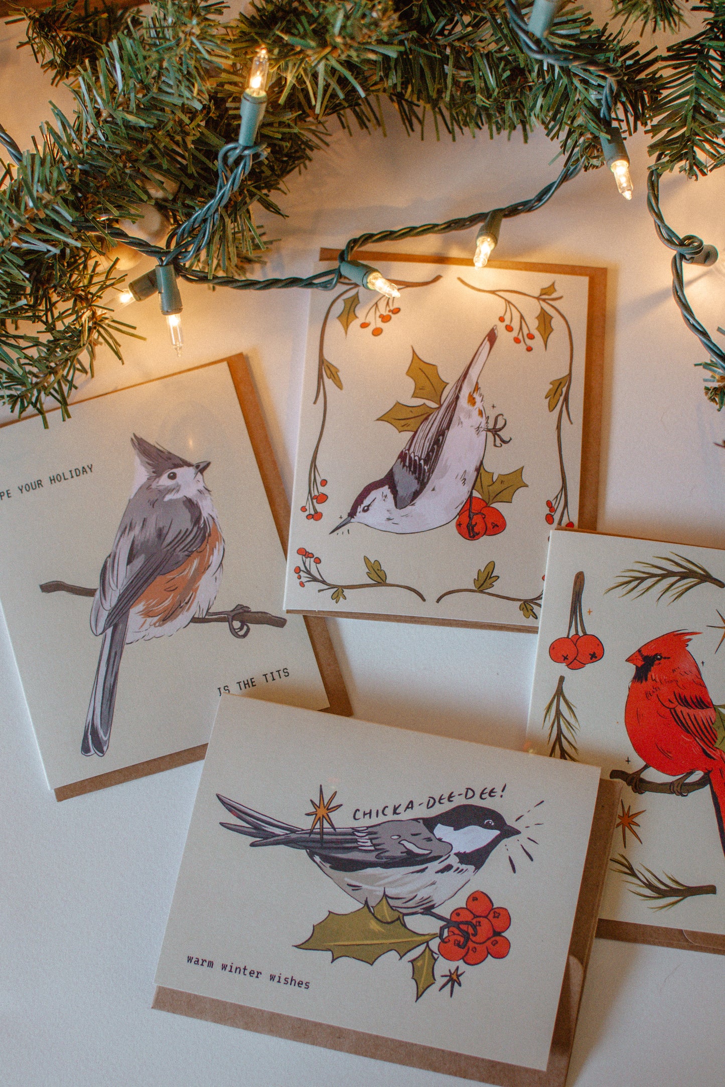 Nuthatch Bird Greeting Card | Blank Holiday Christmas Card