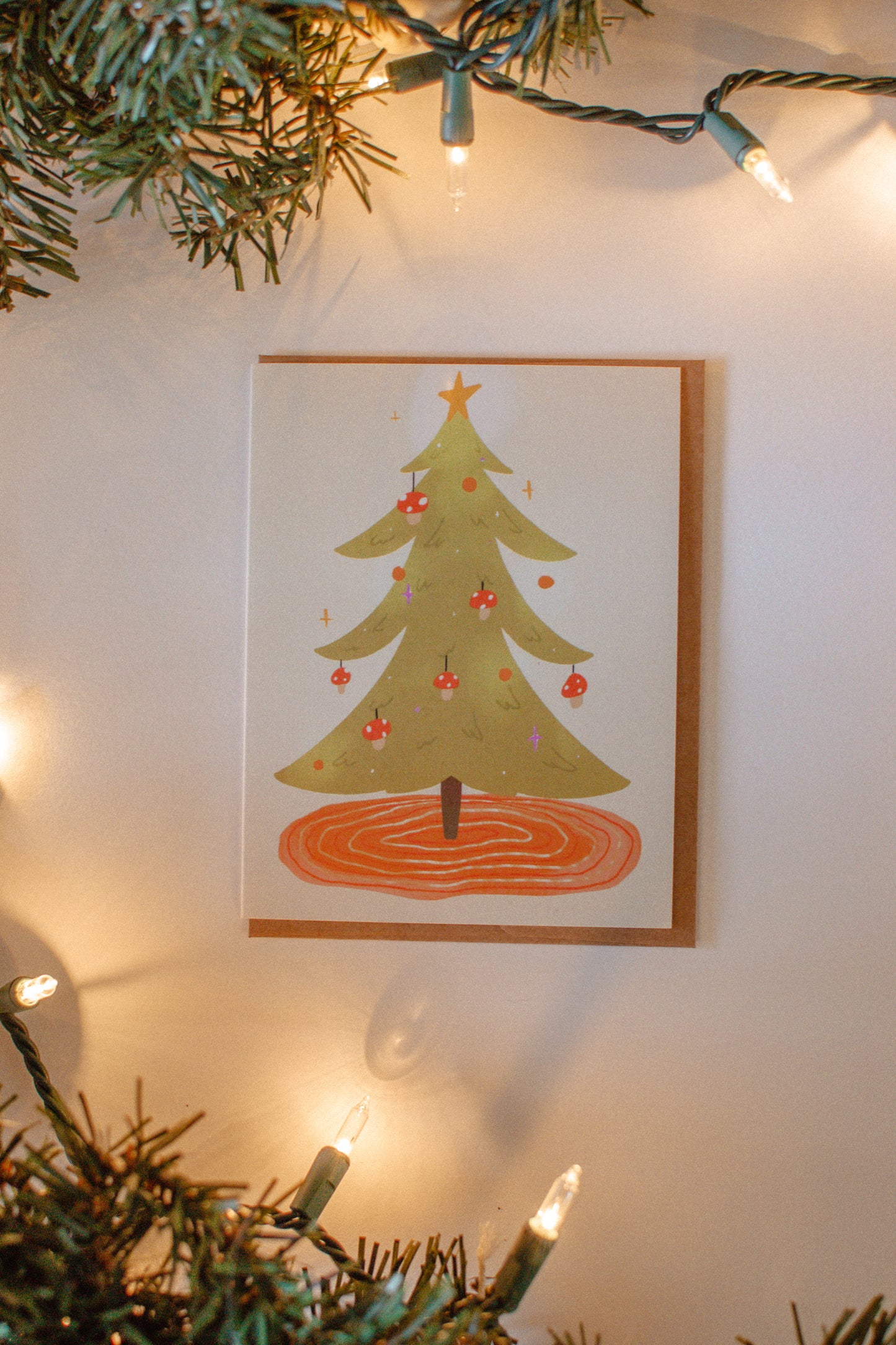 Mushroom Christmas Tree | Mushroom Blank Holiday Card