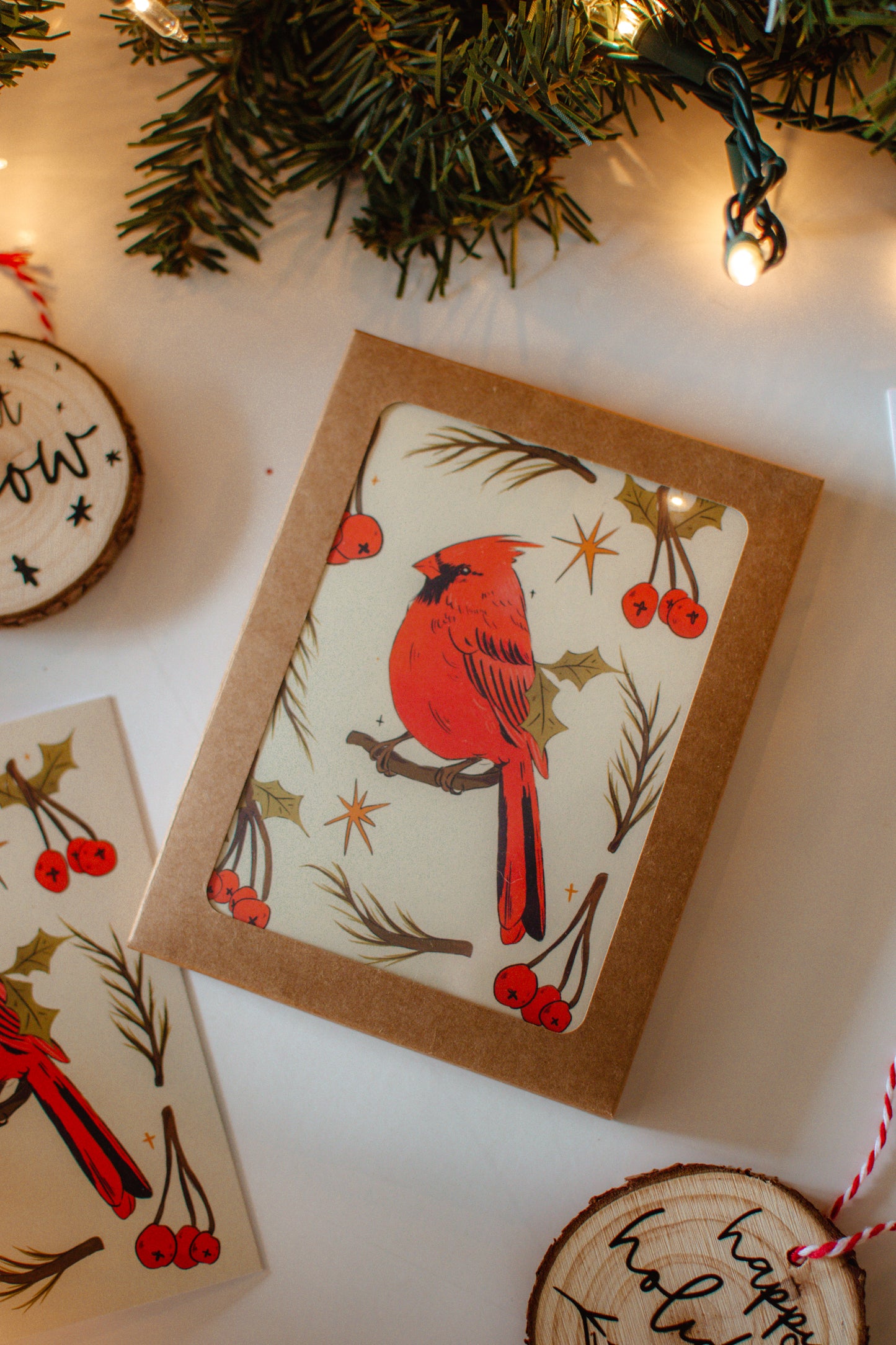 Cardinal Bird Christmas Card Set of 6 | Blank Holiday Card