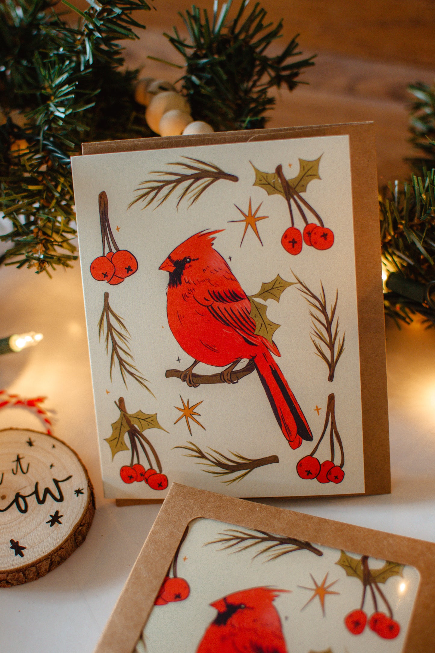 Cardinal Bird Christmas Card Set of 6 | Blank Holiday Card