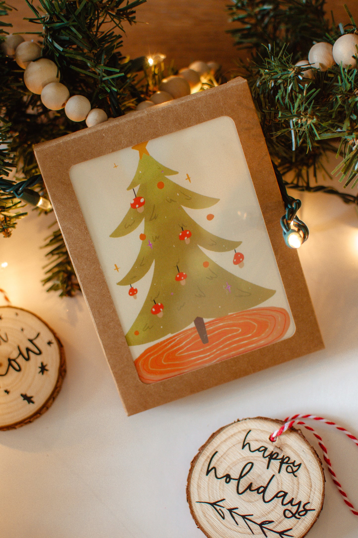 Mushroom Christmas Tree | Mushroom Blank Holiday Card