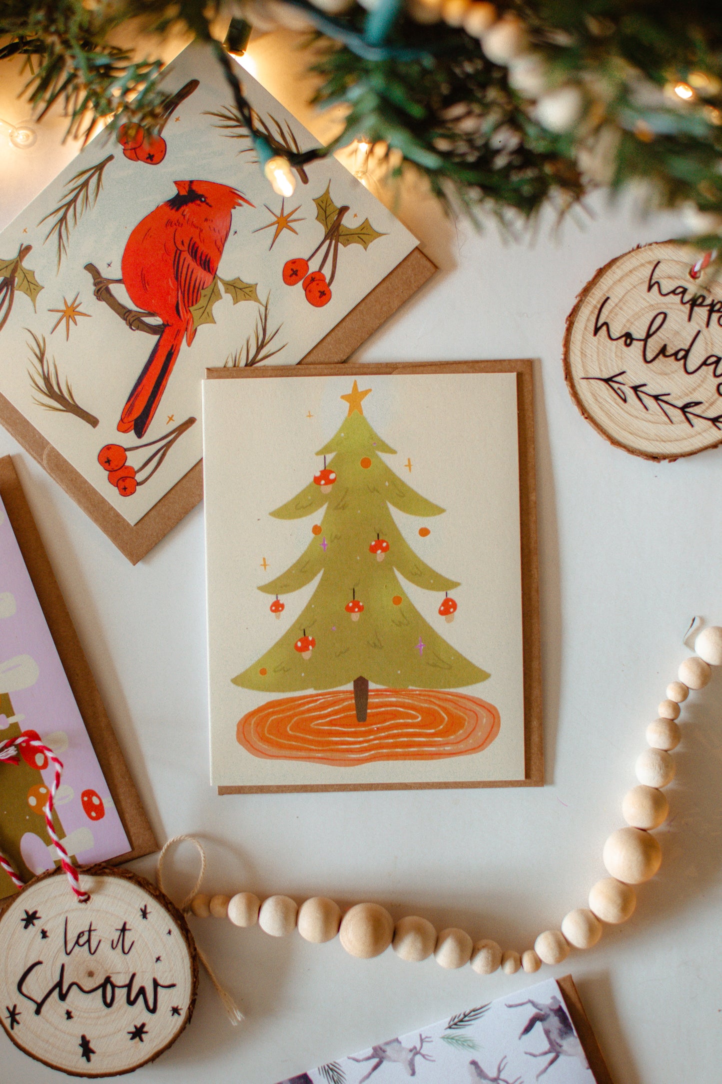 Mushroom Christmas Tree | Mushroom Blank Holiday Card