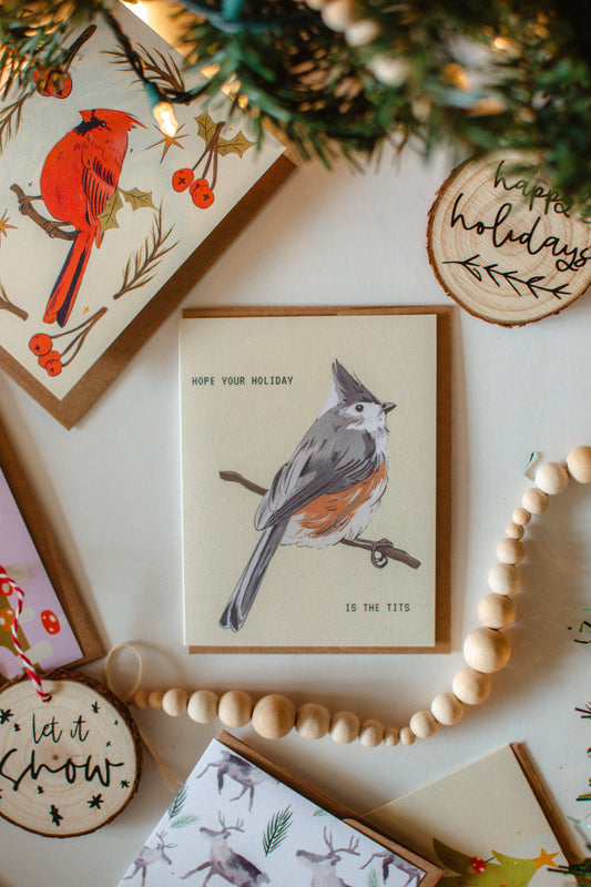 Funny Holiday Bird Card | Cheeky Titmouse Christmas Design