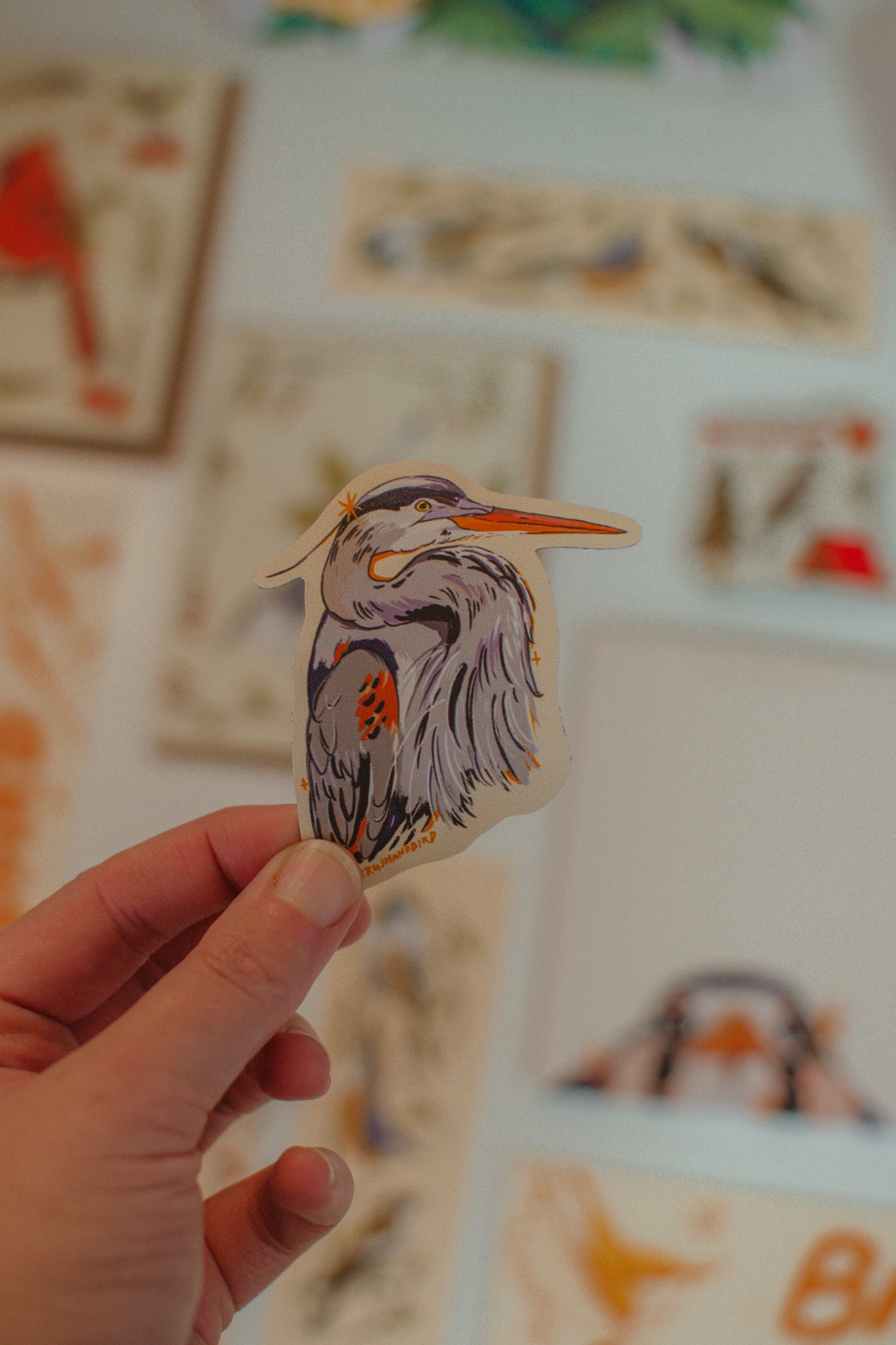 Great Blue Heron Magnet | Illustrated Bird Design Souvenir
