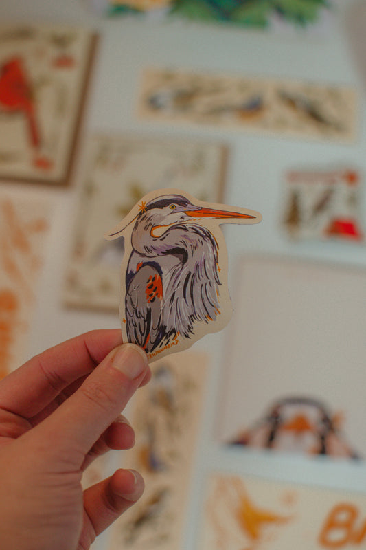 Great Blue Heron Magnet | Illustrated Bird Design Souvenir