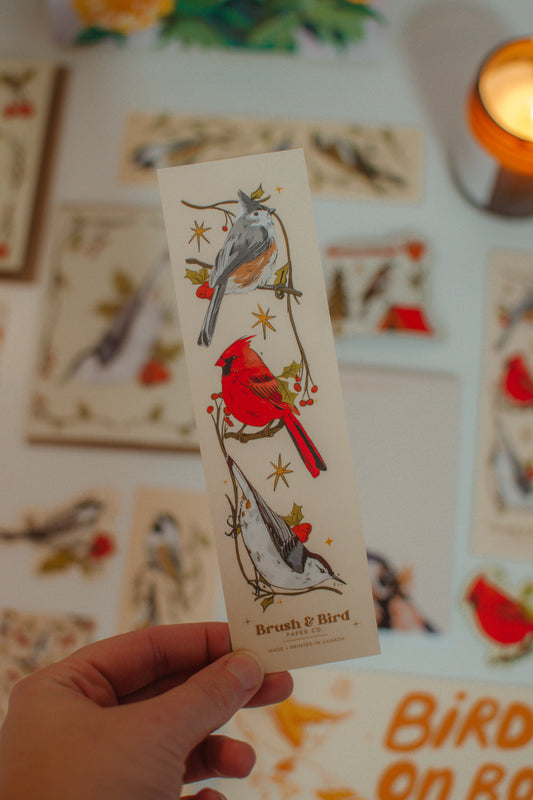 Winter Birds Bookmark | Illustrated Canadian Bird Design