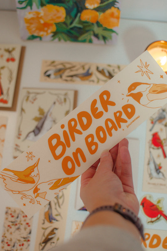 Birder on Board Bumper Sticker | Backyard Bird Design