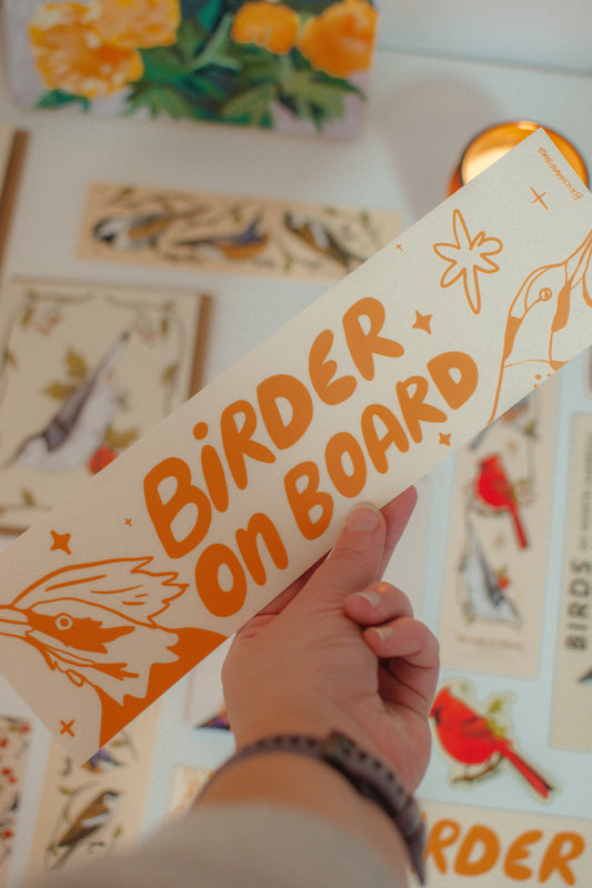 Birder on Board Bumper Sticker | Woodpecker Design