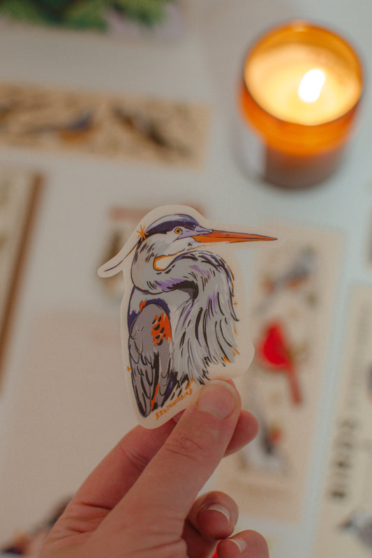 Great Blue Heron Sticker | Waterproof Vinyl Die Cut
