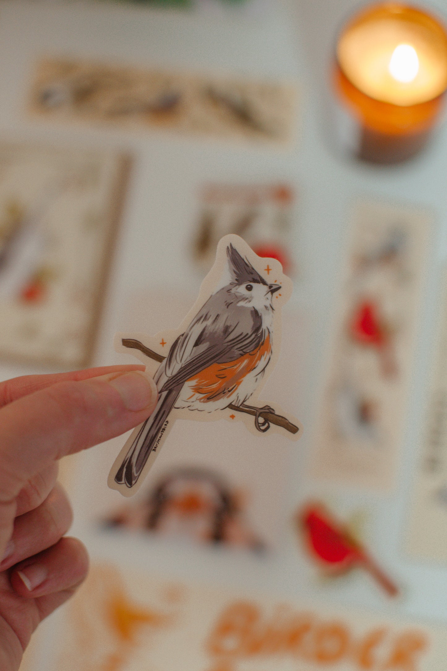 Tufted Titmouse Sticker | Bird Lover Waterproof Vinyl Die Cut