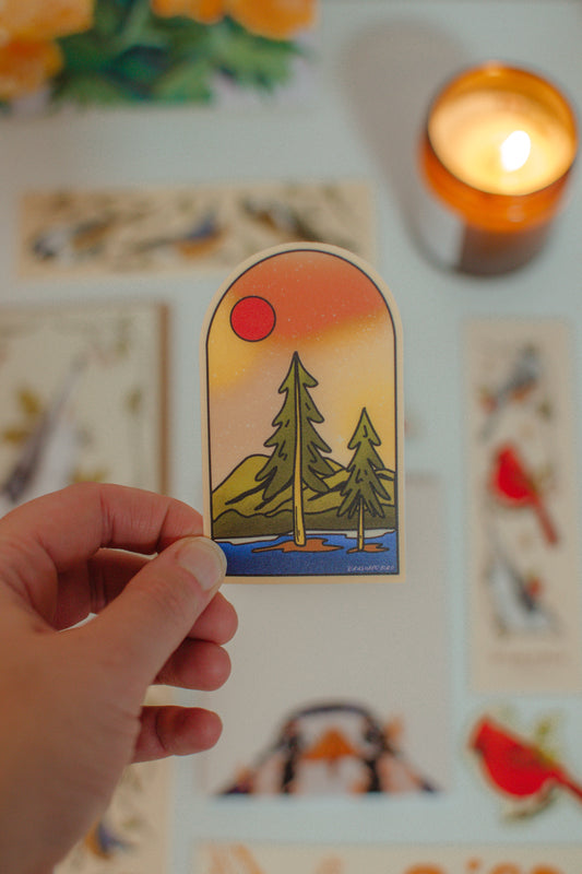Wild Pines Sticker | Nature Lover Gift, Outdoorsy Vinyl Waterproof Die Cut Sticker