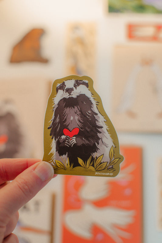 Cute Badger Sticker | Hand-drawn Wildlife Diecut Sticker