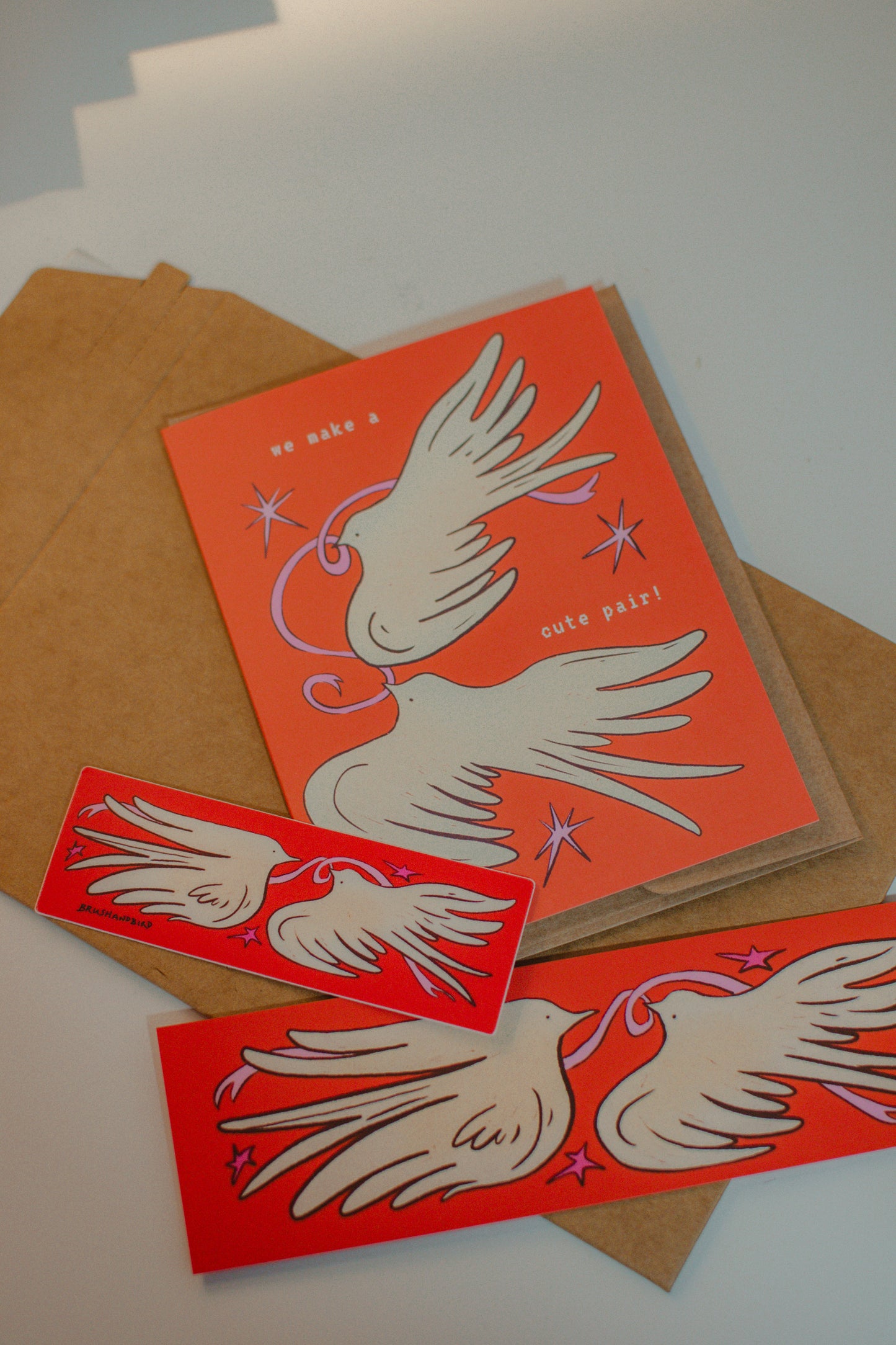 Love Birds Bookmark | Illustrated Valentines Day Bird Design