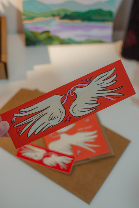 Love Birds Bookmark | Illustrated Valentines Day Bird Design