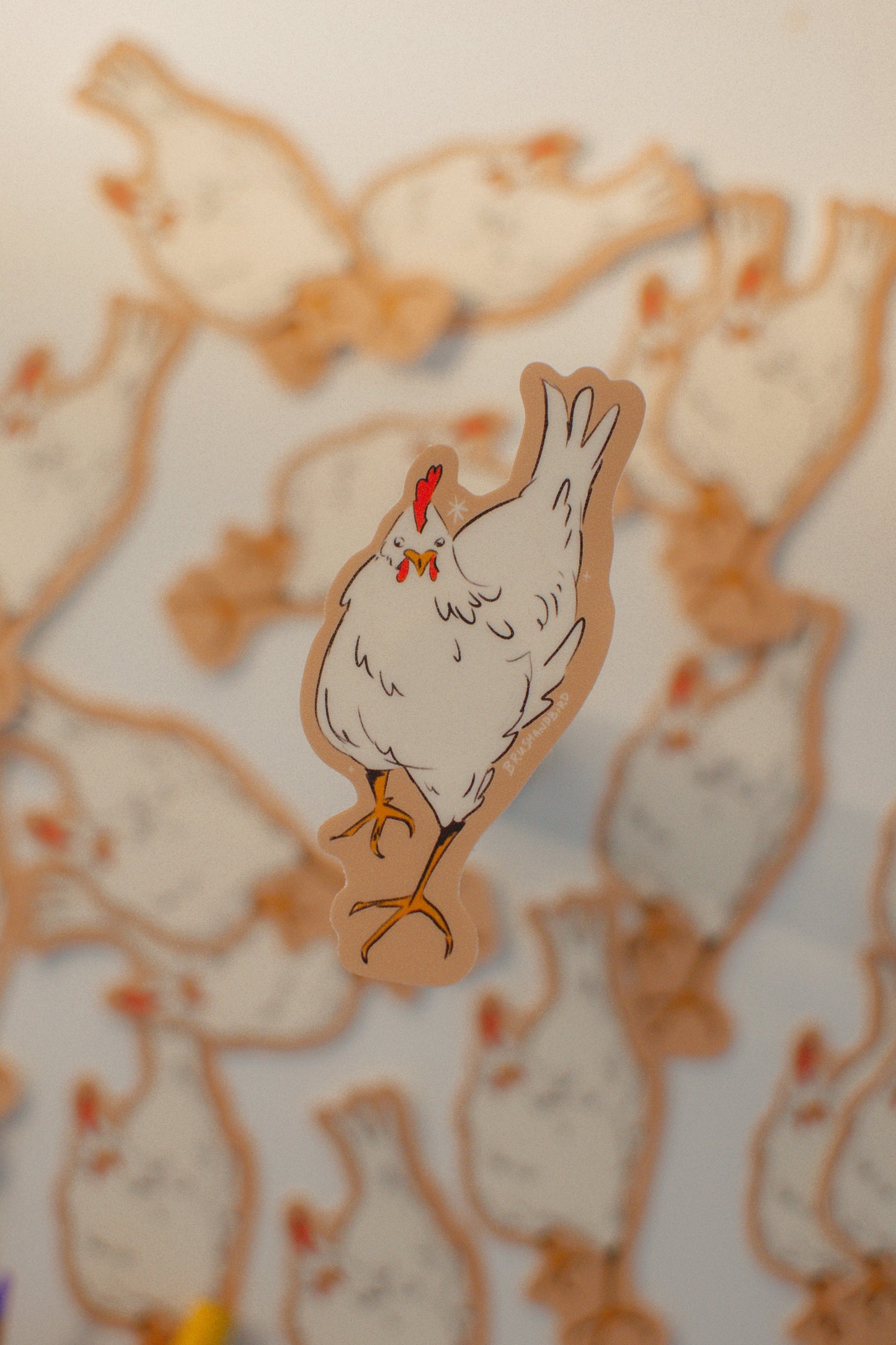 White Hen Vinyl Sticker | Hand-Illustrated Chicken Sticker