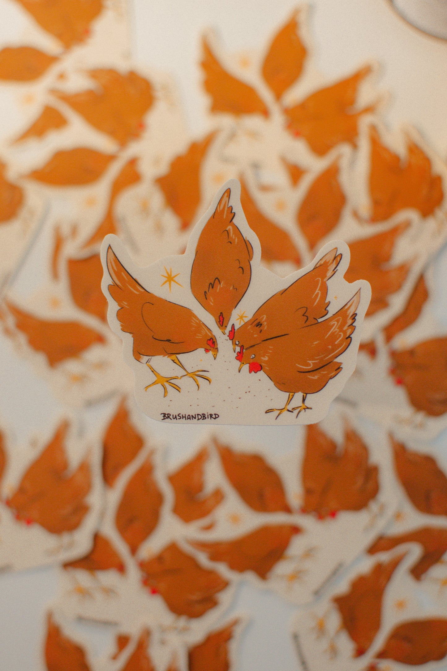 Brown Chickens Vinyl Sticker | Illustrated Hens Sticker